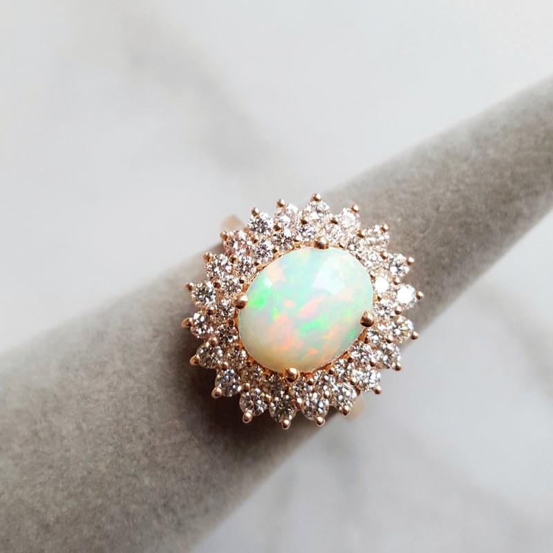 Sami Fine Jewelry Opal Double Halo Cocktail Ring