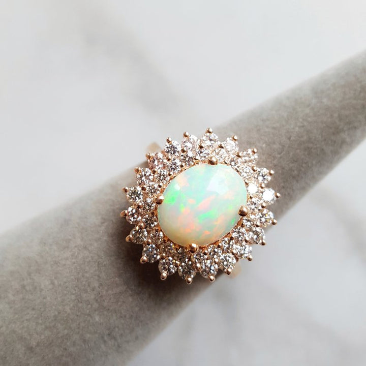 Sami Fine Jewelry Opal Double Halo Cocktail Ring