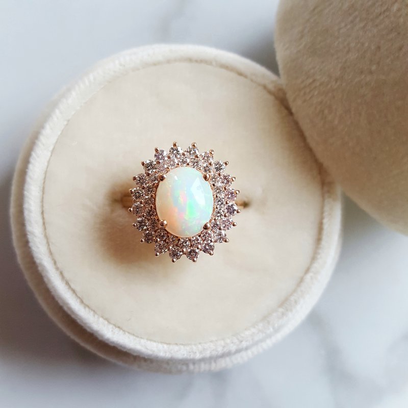 Sami Fine Jewelry Opal Double Halo Cocktail Ring