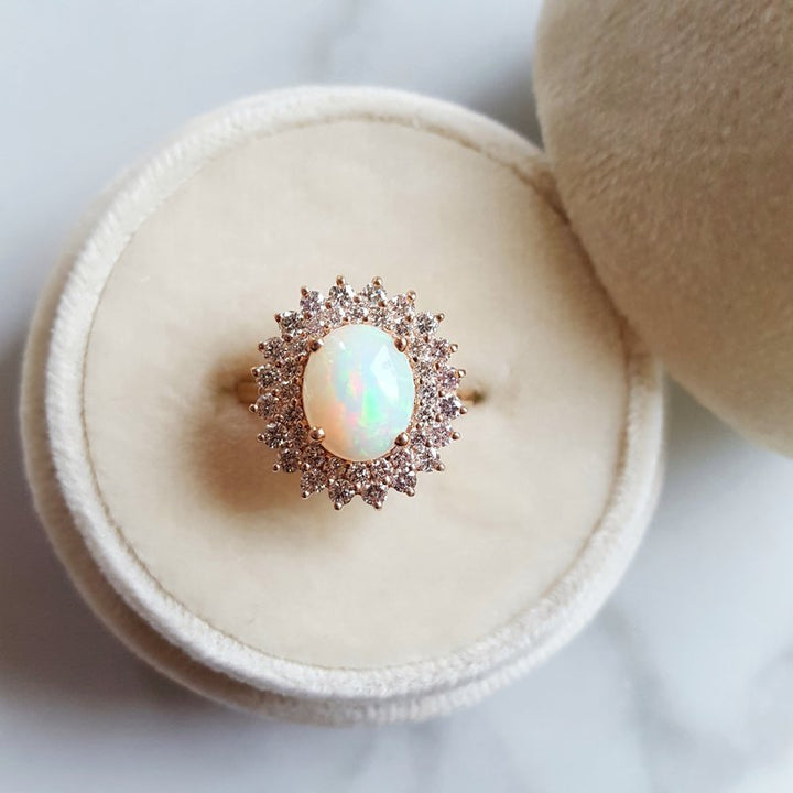 Sami Fine Jewelry Opal Double Halo Cocktail Ring