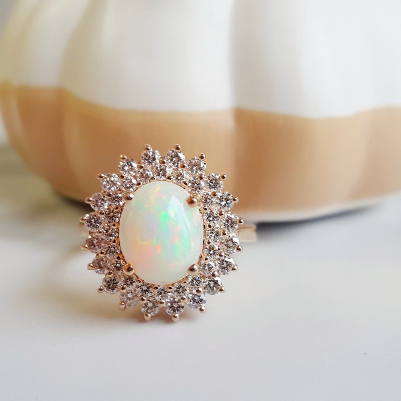 Sami Fine Jewelry Opal Double Halo Cocktail Ring