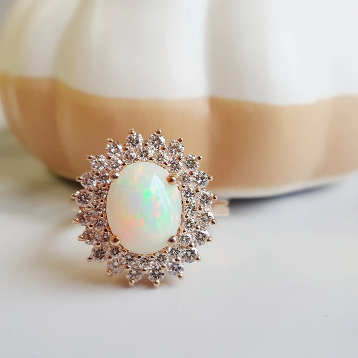 Sami Fine Jewelry Opal Double Halo Cocktail Ring