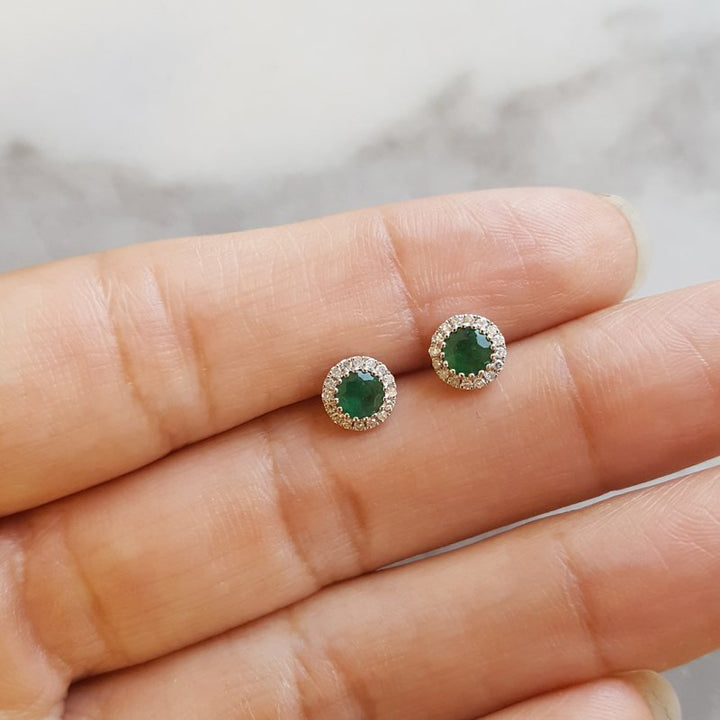 Sami Fine Jewelry White Gold Emerald Studs