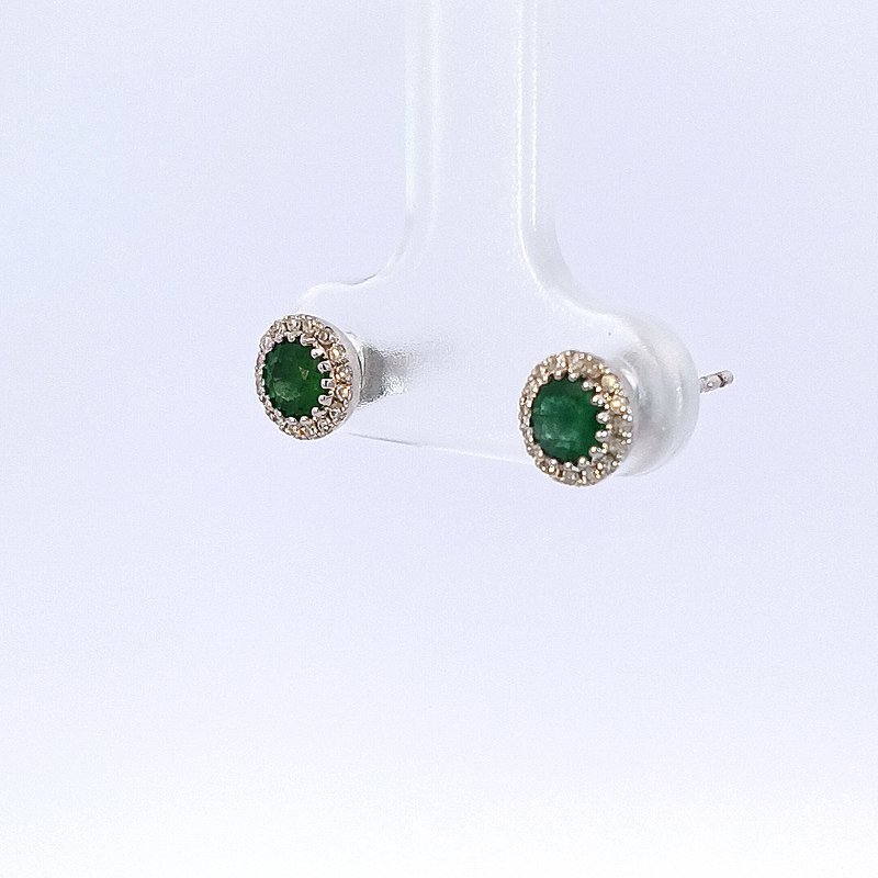 Sami Fine Jewelry White Gold Emerald Studs