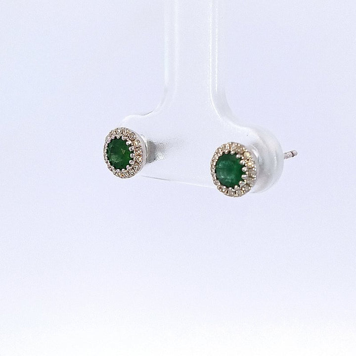 Sami Fine Jewelry White Gold Emerald Studs