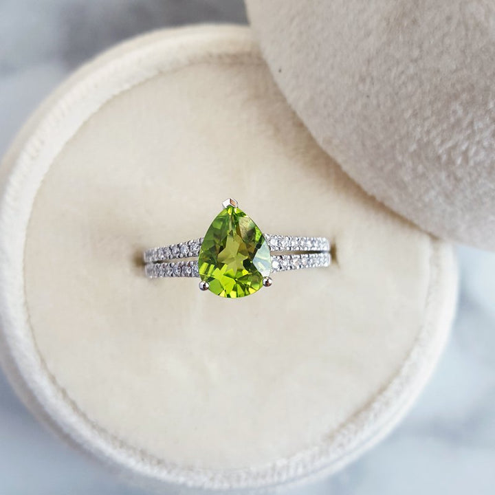 Arizona Peridot Gold Jewelry Double Band Ring 061329