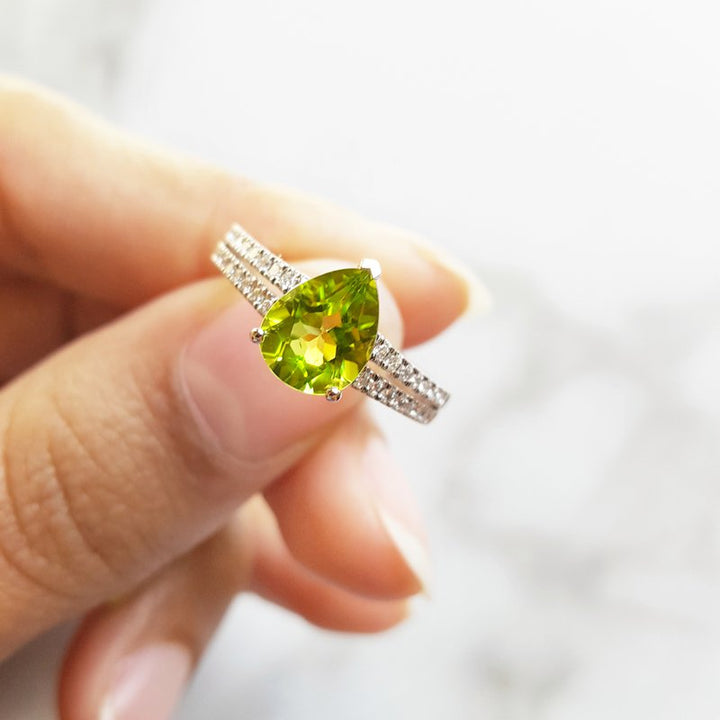 Arizona Peridot Gold Jewelry Double Band Ring