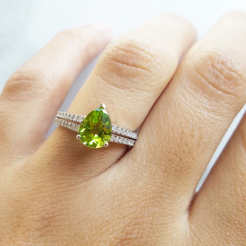 Arizona Peridot Gold Jewelry Double Band Ring