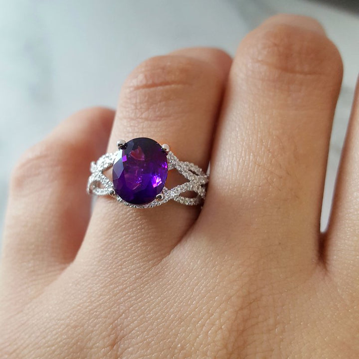 Arizona Amethyst Gold Jewelry Amethyst Braided Band Ring