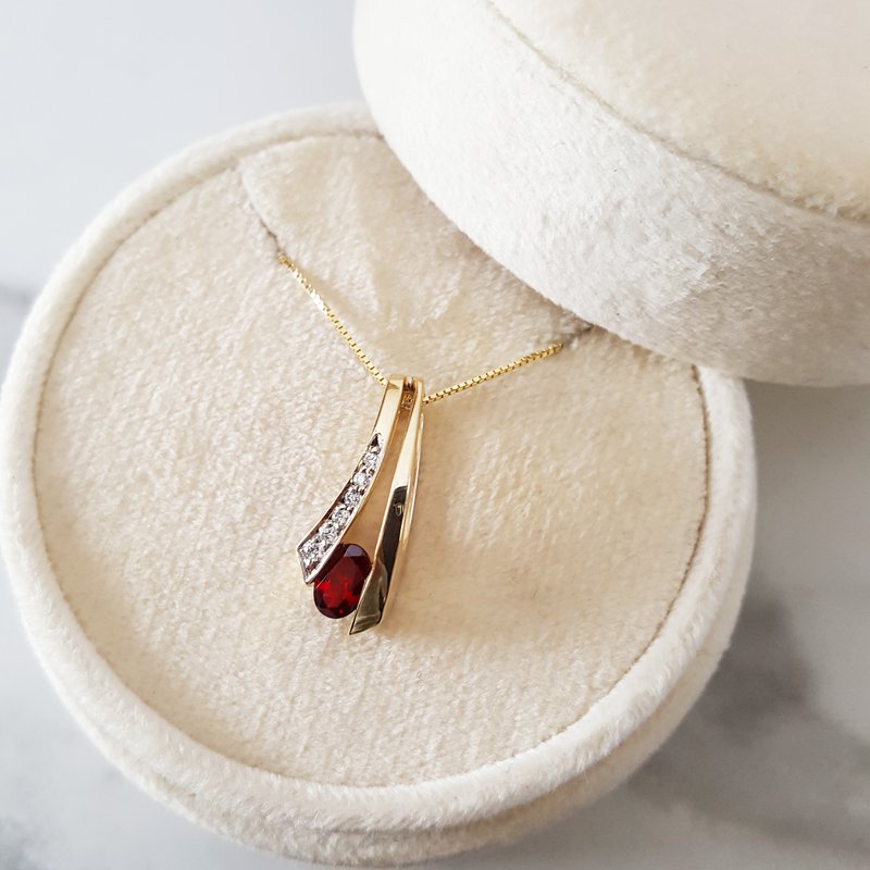 Arizona Anthill Garnet Gold Jewelry Garnet Ribbon Pendant