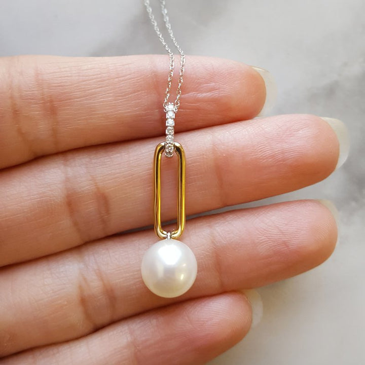 Sami Fine Jewelry Pearl Paperclip Necklace