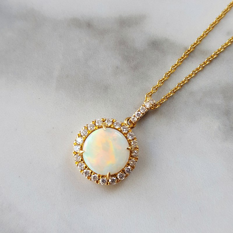 Sami Fine Jewelry Diamond Halo Opal Pendant