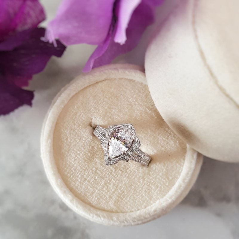Pear Shape Vintage Inspired Engagement Ring