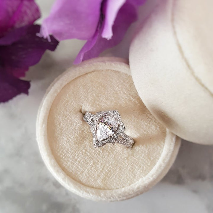Pear Shape Vintage Inspired Engagement Ring