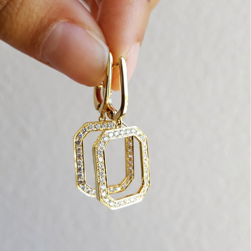 Doves by Doron Paloma Picture Frame Diamond Earrings