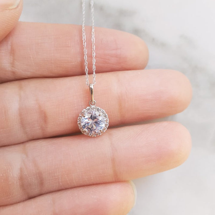 Sami Fine Jewelry Aquamarine Halo Birthstone Pendant