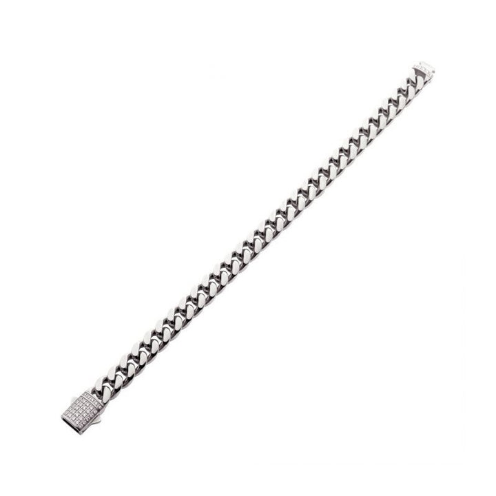 INOX Jewelry 10mm Steel Miami Cuban Chain Bracelet with CNC Precision Set Lab-grown Diamonds Double Tab Box Clasp