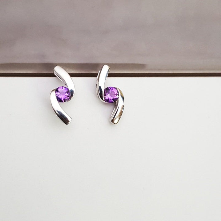 Arizona Amethyst Silver Jewelry Bypass Studs