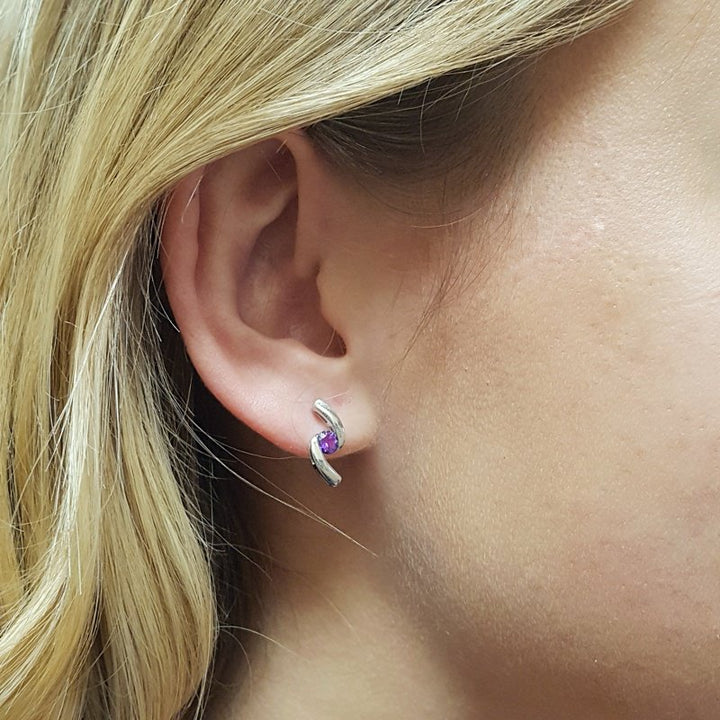 Arizona Amethyst Silver Jewelry Bypass Studs