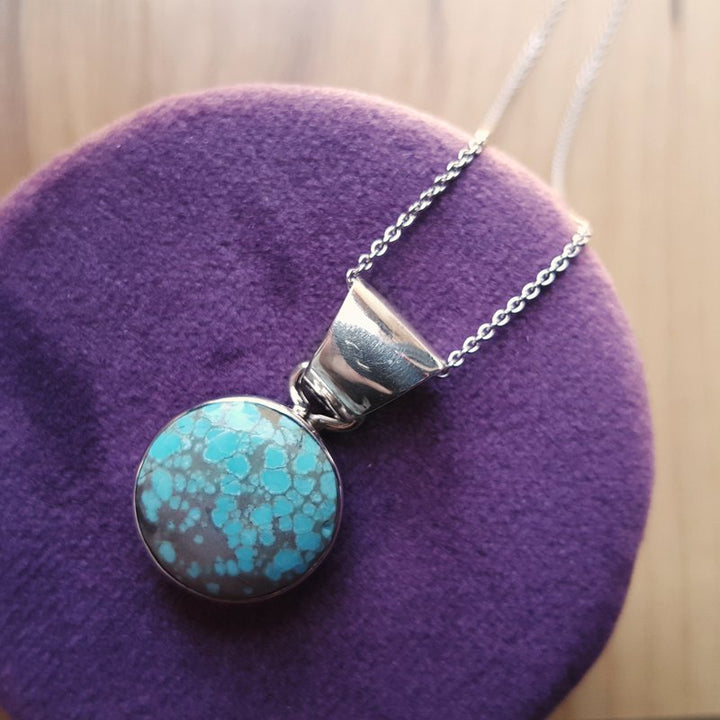 Sami Fine Jewelry Veining Round Turquoise Pendant
