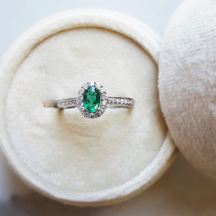 Sami Fine Jewelry Emerald Halo Ring