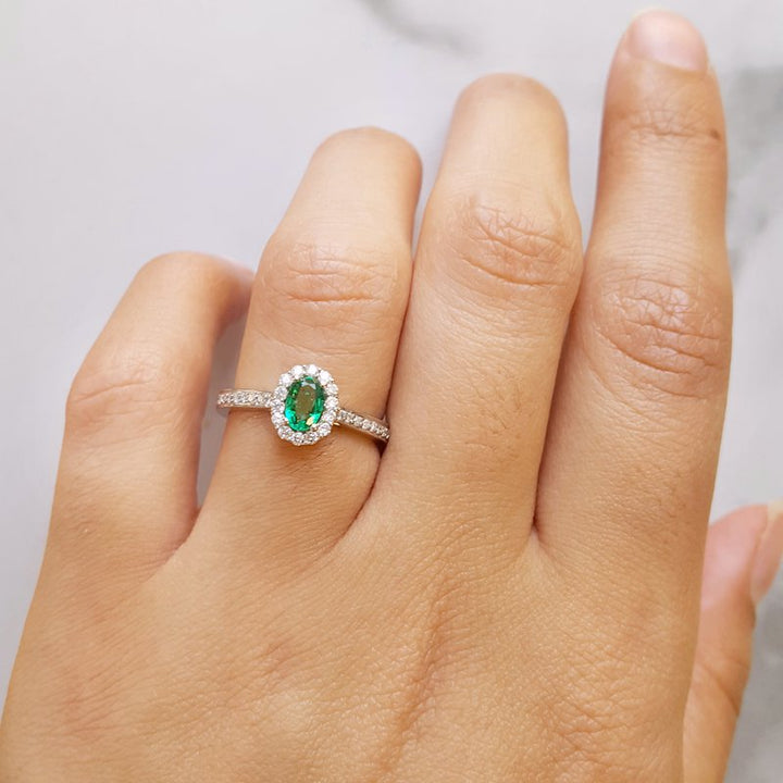 Sami Fine Jewelry Emerald Halo Ring