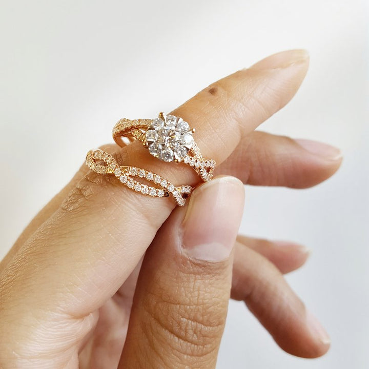 Sami Fine Jewelry Diamond Pavé Interwoven Wedding Set 020824