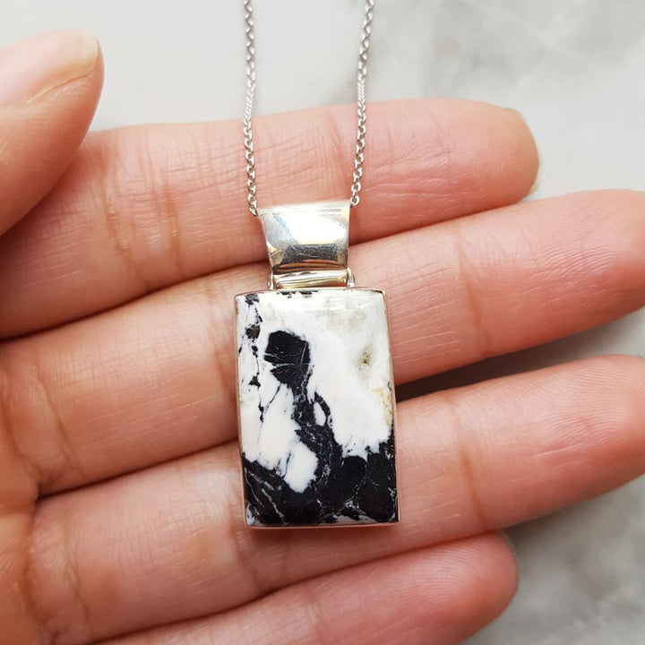 Arizona Turquoise and Inlaid Jewelry Rectangle Cut White Buffalo Pendant