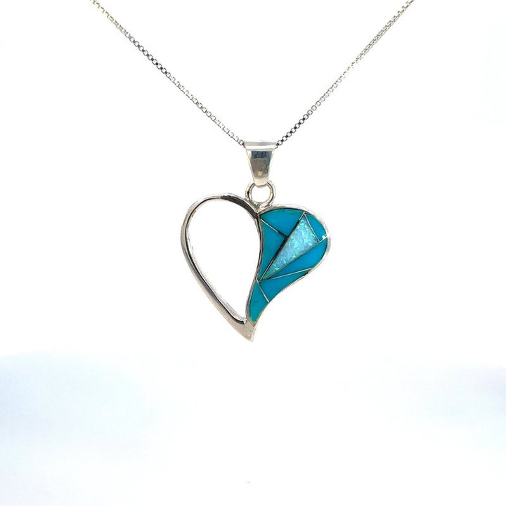 Arizona Turquoise and Inlaid Jewelry Heart Pendant