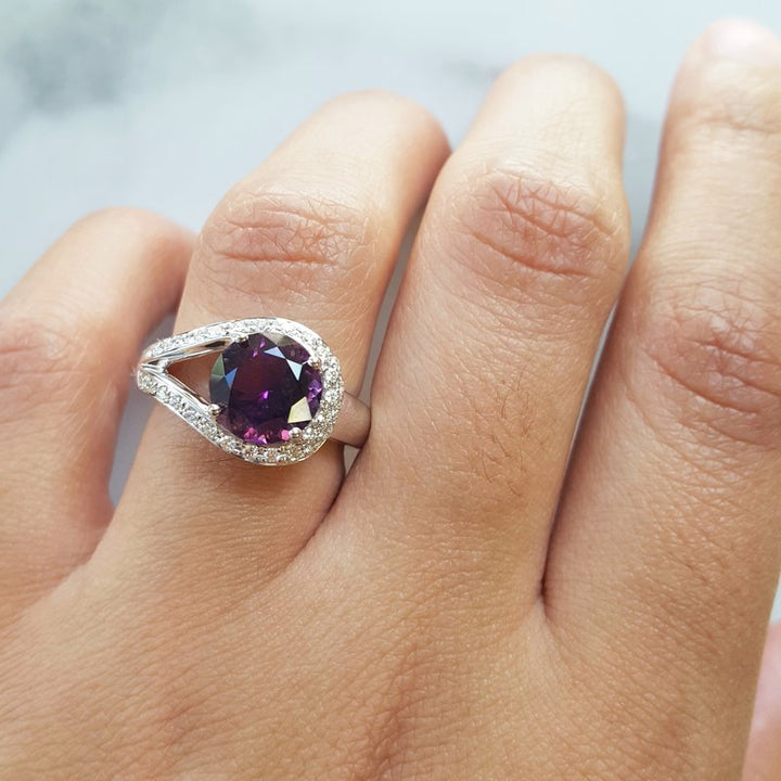  Arizona Amethyst Gold Jewelry Open Loop Halo Ring 363519