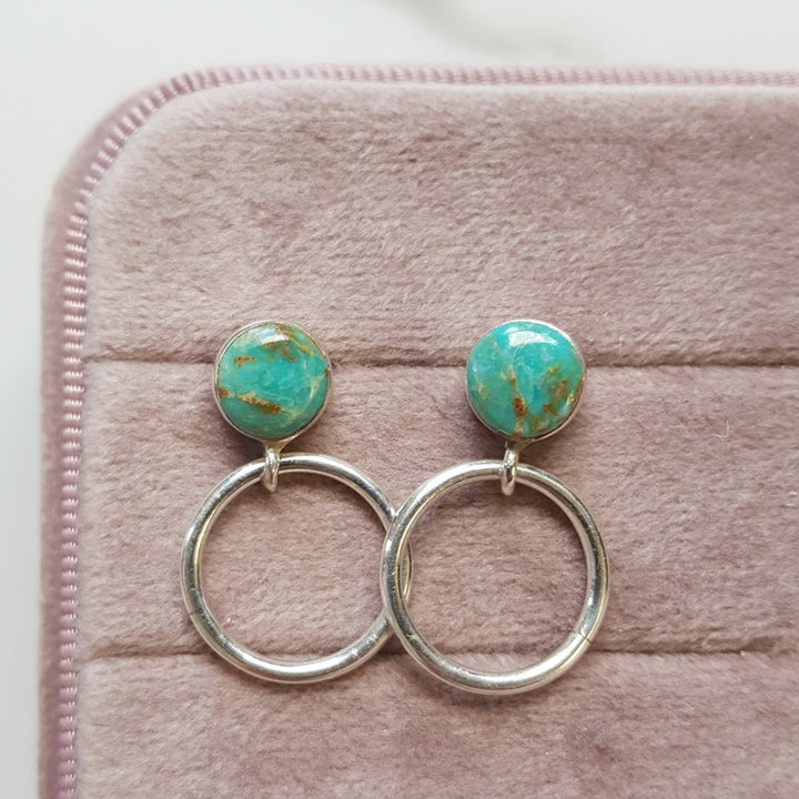Arizona Turquoise and Inlaid Jewelry Stud and Hoops Vintage Kingman Earrings 2412669