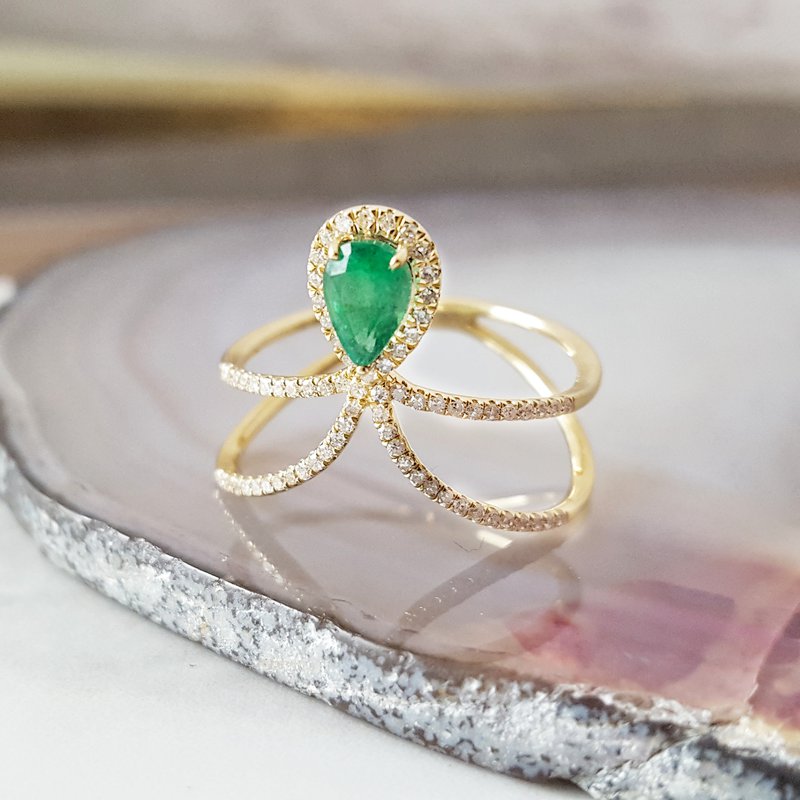 Sami Fine Jewelry Chevron Emerald Ring