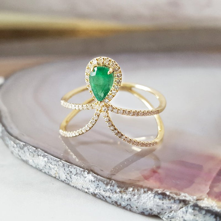 Sami Fine Jewelry Chevron Emerald Ring