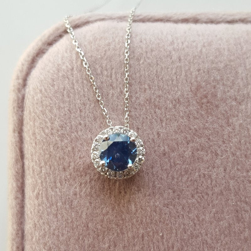 Montana Sapphire Halo Necklace