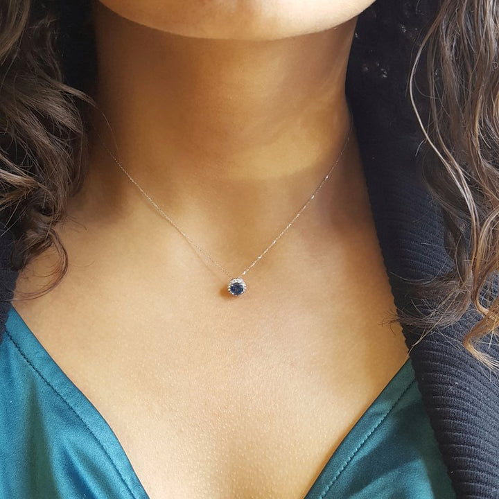 Montana Sapphire Halo Necklace