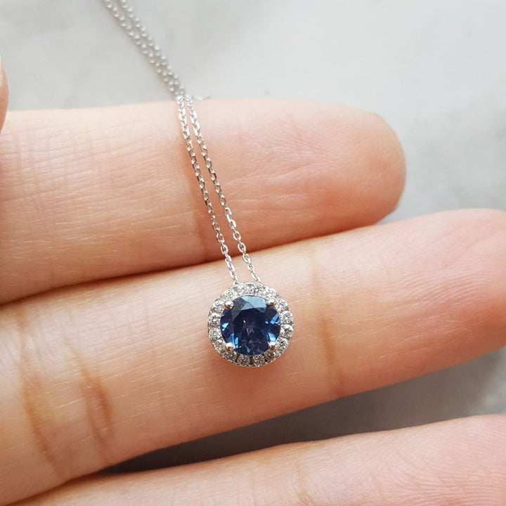 Montana Sapphire Halo Necklace
