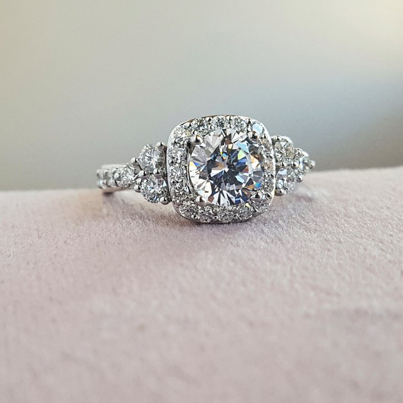 Sami Fine Jewelry Squared Halo Semi-Mount Diamond Ring