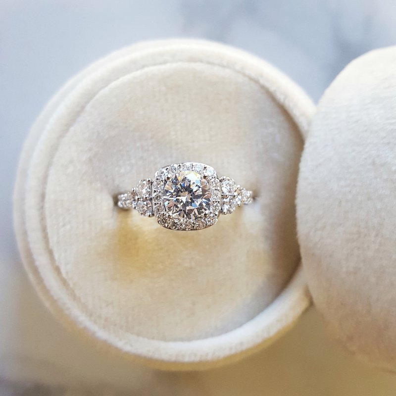 Sami Fine Jewelry Squared Halo Semi-Mount Diamond Ring