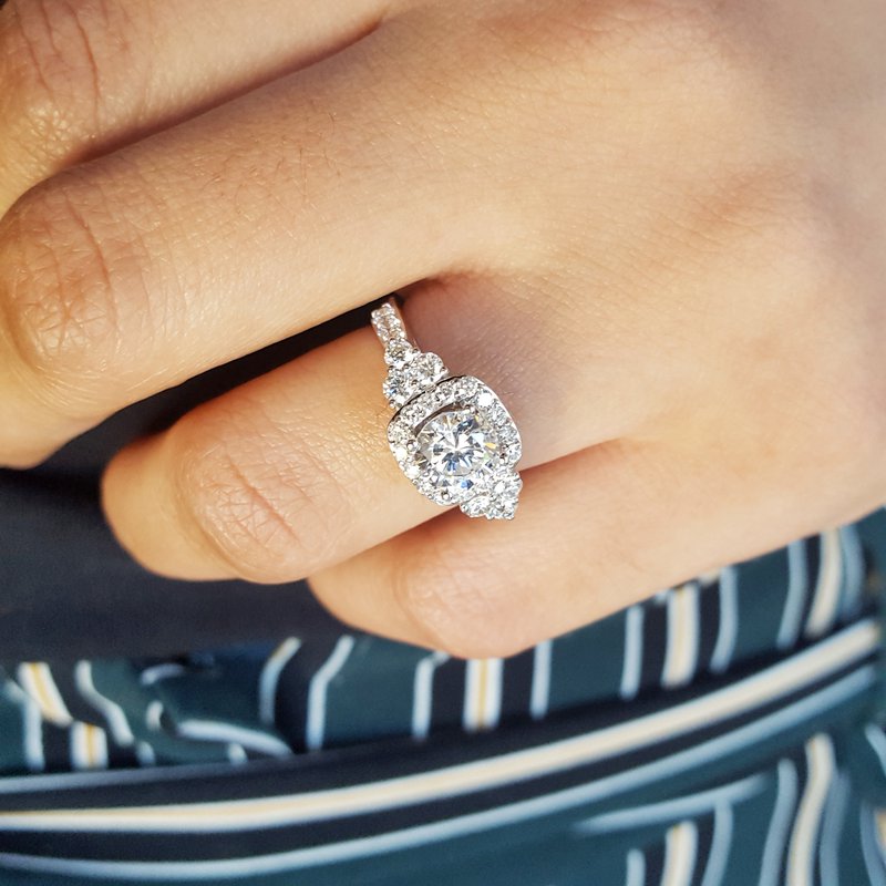 Sami Fine Jewelry Squared Halo Semi-Mount Diamond Ring