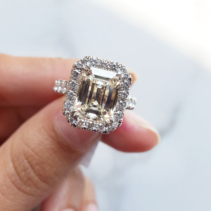 Sami Fine Jewelry Custom Emerald Cut Engagement Ring