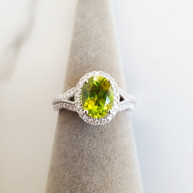 Arizona Peridot Gold Jewelry Oval Peridot Diamond Ring