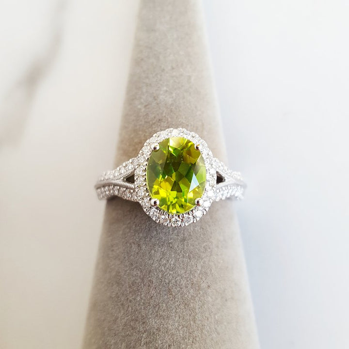 Arizona Peridot Gold Jewelry Oval Peridot Diamond Ring