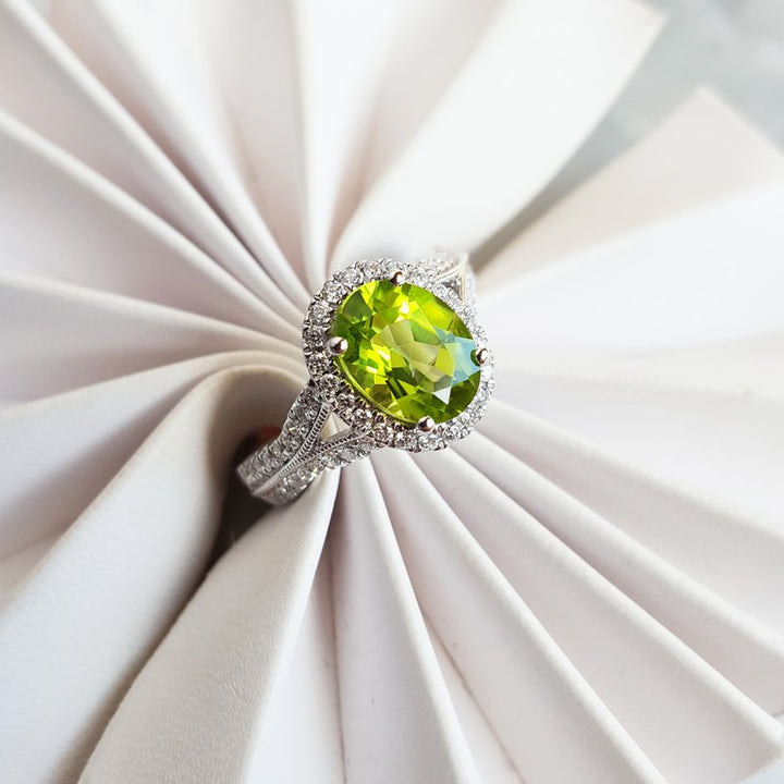 Arizona Peridot Gold Jewelry Oval Peridot Diamond Ring