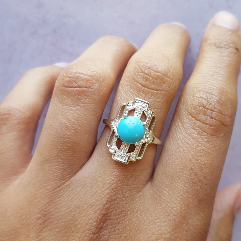 Arizona Turquoise and Inlaid Jewelry El Dorado Turquoise Ring