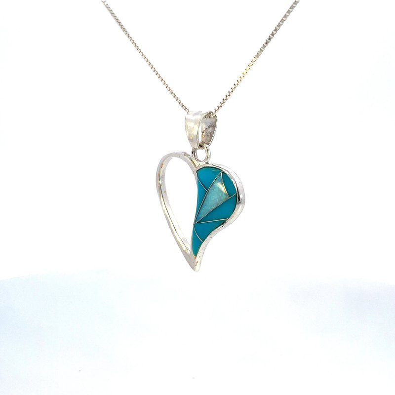 Arizona Turquoise and Inlaid Jewelry Heart Pendant