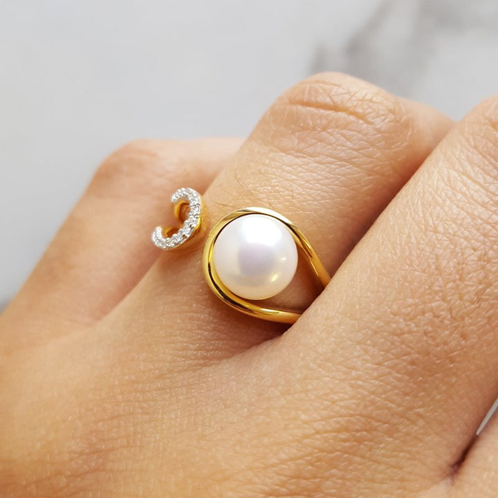 Sami Fine Jewelry Negative Space Pearl Ring