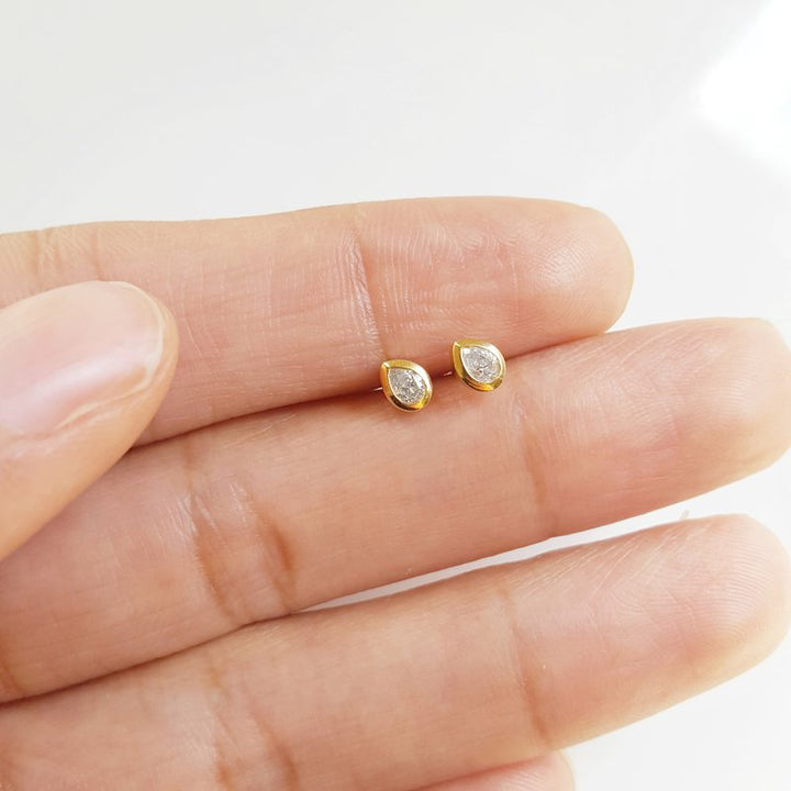 Sami Fine Jewelry Pear Bezel Studs