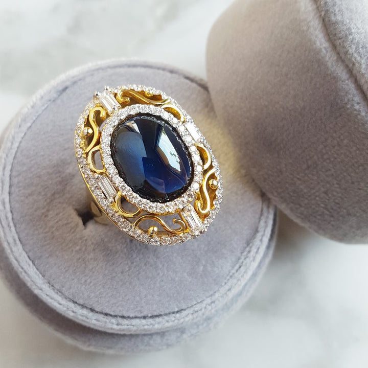 Luxury by Rene Hernandez Cabochon Sapphire Ring 040161