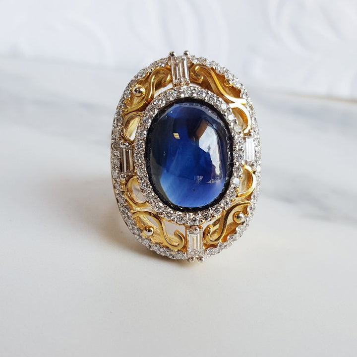 Luxury by Rene Hernandez Cabochon Sapphire Ring