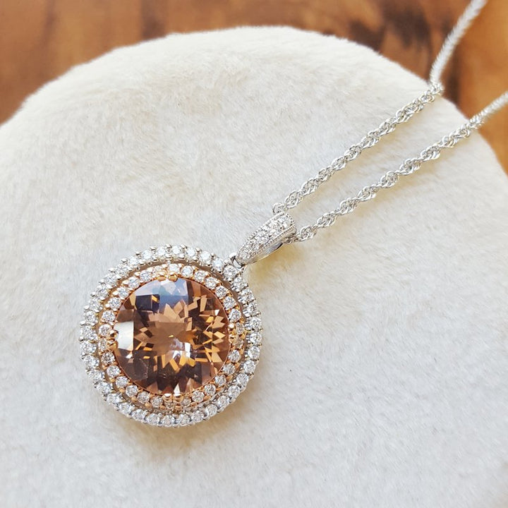 Sami Fine Jewelry Morganite Halo Pendant